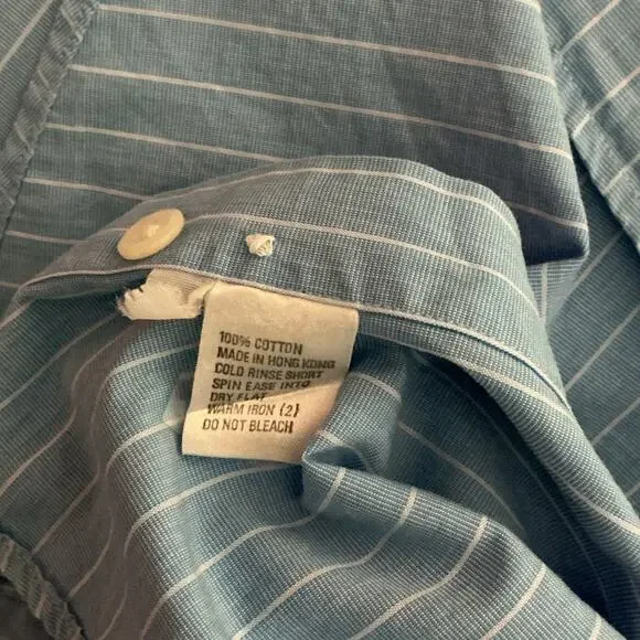 Valentino Uomo Blue Pinstripe Cotton Button Down Shirt Mens 15.5 34 35 - Picture 7 of 9